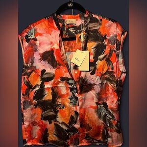 orange floral elie tahari blouse!!